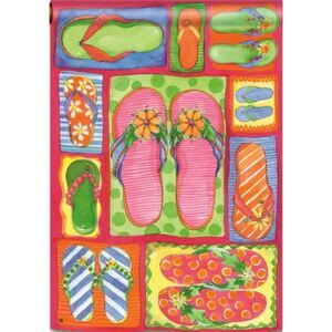 Flip Flops Tropical Beach Fun Welcome Standard House Flag 40X28 Inches
